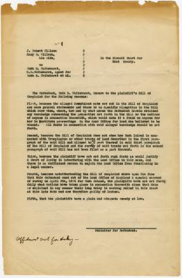 Kent County Circuit Court documents in “Rush Island” caveat J. Ernest Willson and Mary R. Willson vs. Ruth B. Whitehurst