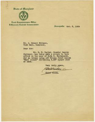 Arthur Trader letter to S. Scott Beck, at Chestertown, MD