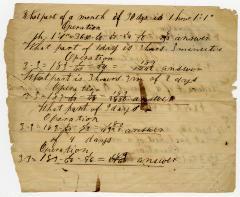 Worksheet with arithmetic problems and fractions