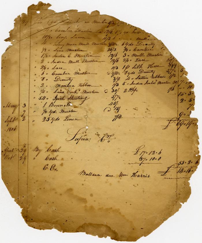 Receipt from William Harris for fabric