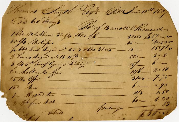Receipt from James Bircoe for housewares