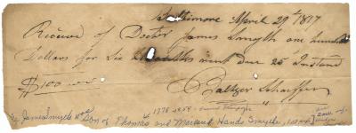 Receipt from Luke Tiernan for payment of bond principal 