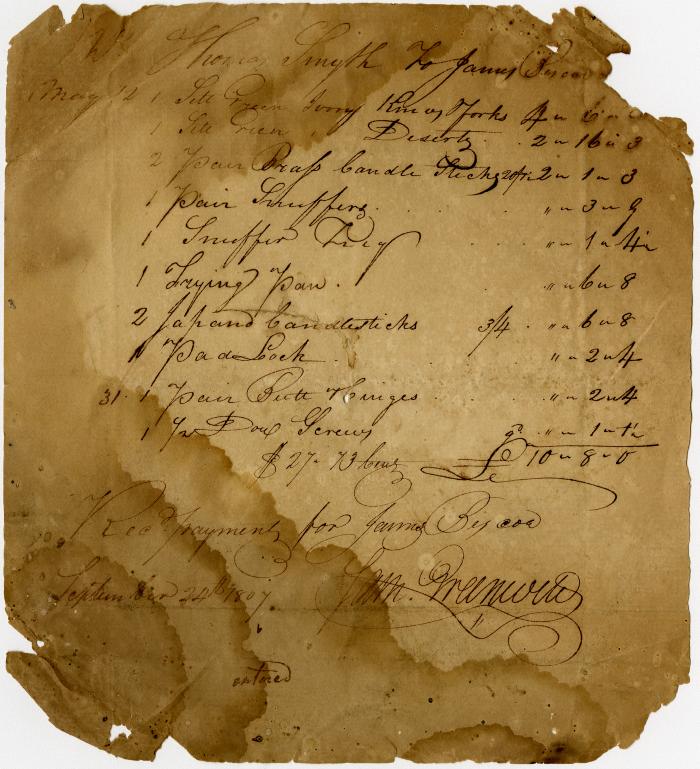 Receipt from James Hodges for taxes