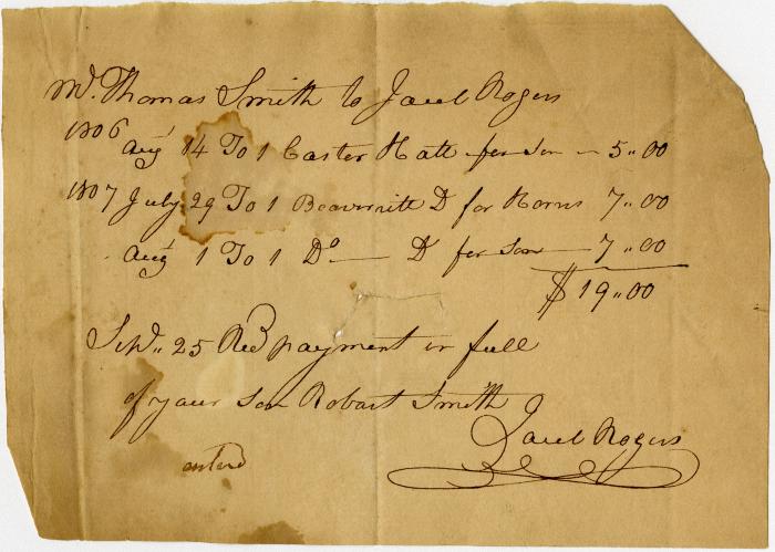 Receipt from J. Rogers
