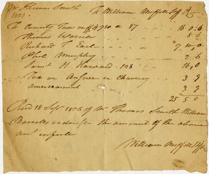 Receipt from William Moffett for county taxes